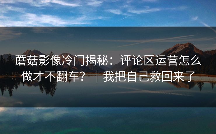 蘑菇影像冷门揭秘：评论区运营怎么做才不翻车？｜我把自己救回来了