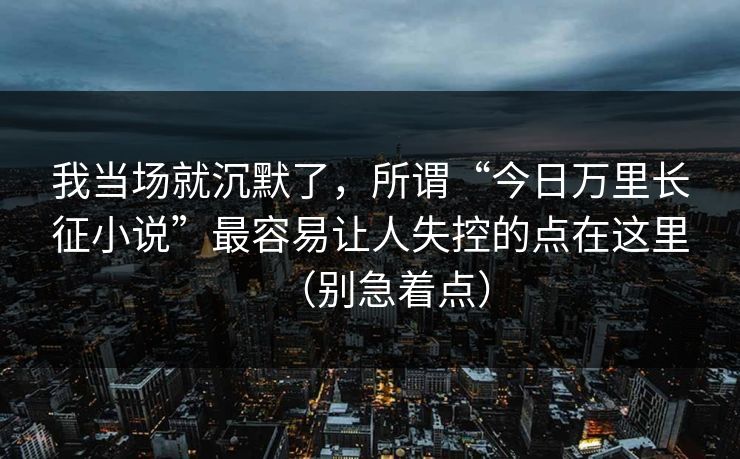 我当场就沉默了，所谓“今日万里长征小说”最容易让人失控的点在这里（别急着点）